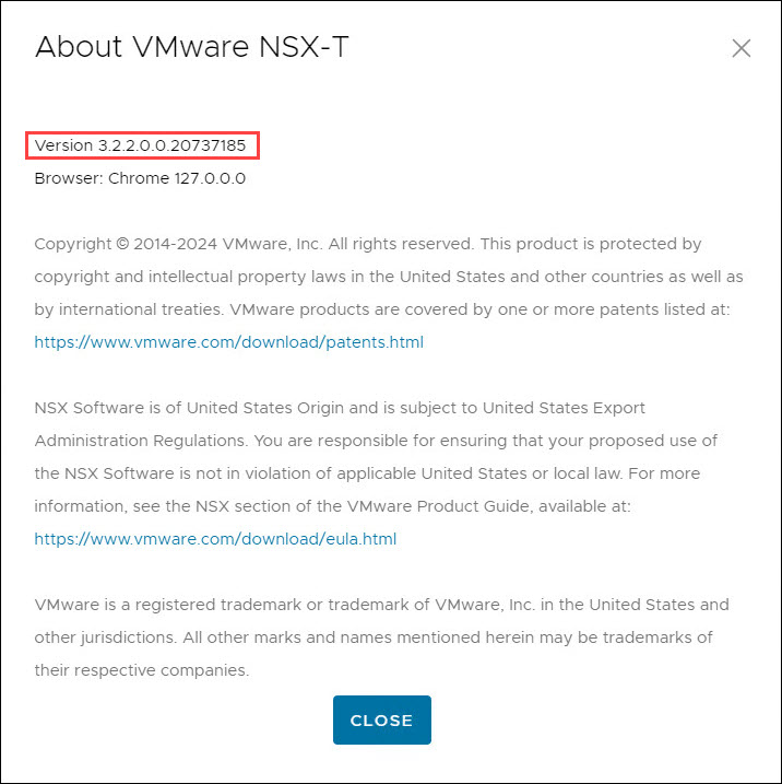 驗證目前的 NSX 版本
